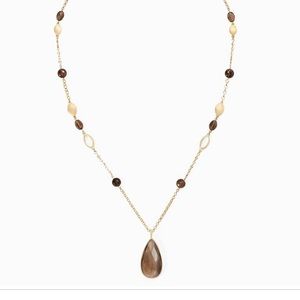 WHBM SMOKEY QUARTZ TEARDROP NECKLACE